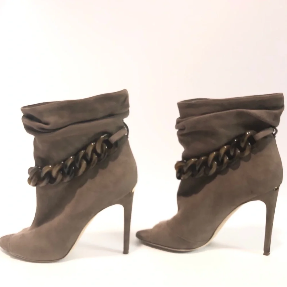 Burberry Punterel Peep Toe Bootie 38.5 Tan - Picture 3 of 6